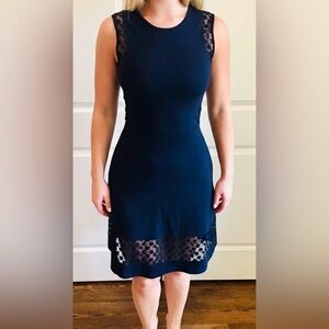French Connection Lace Sleeveless Dress Size:8 Navy Blue